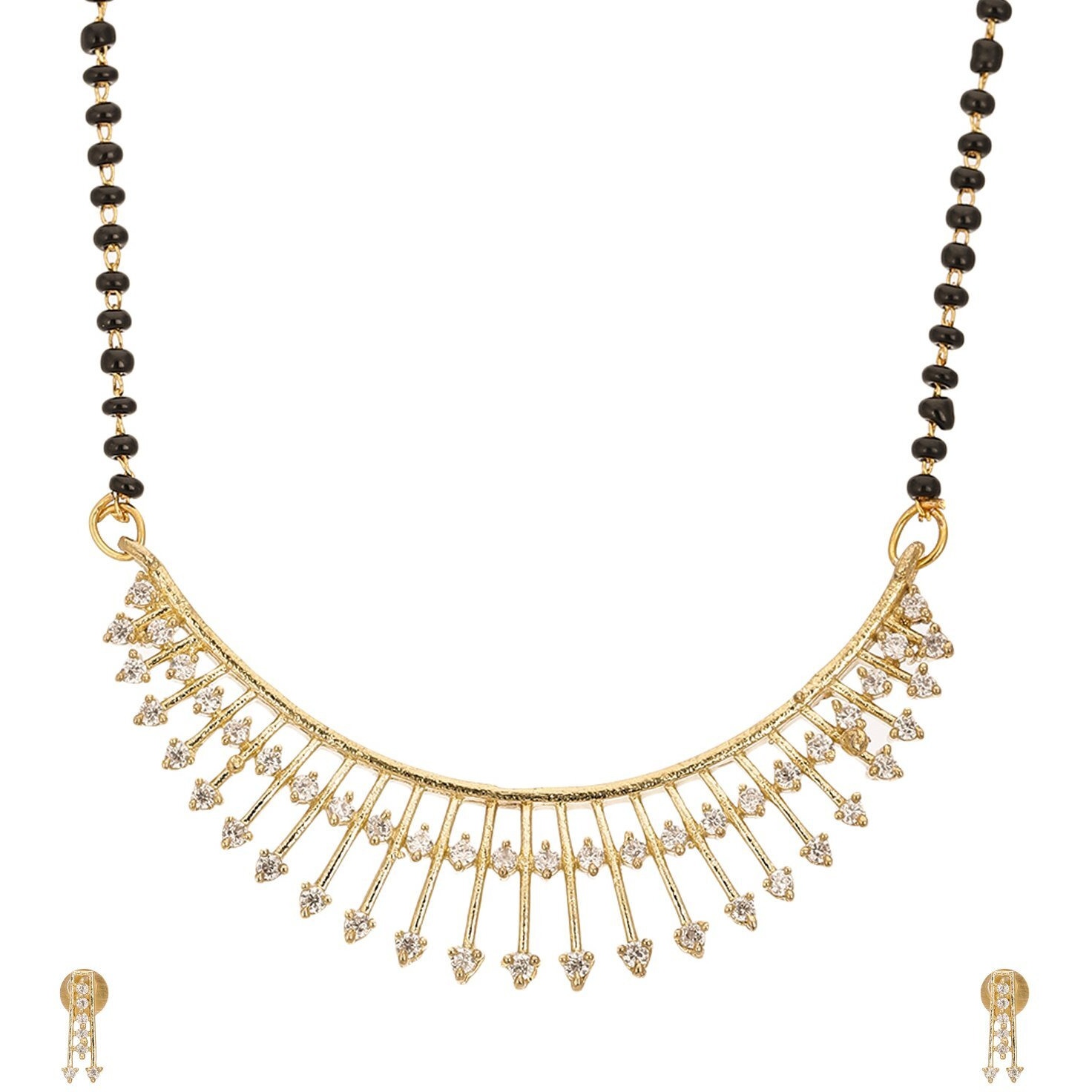 ZENEME Womens Pride Designer American Diamond Gold Plated Mangalsutra & Bangle Set Combo Jewellery For Women (2.8, Design-4)