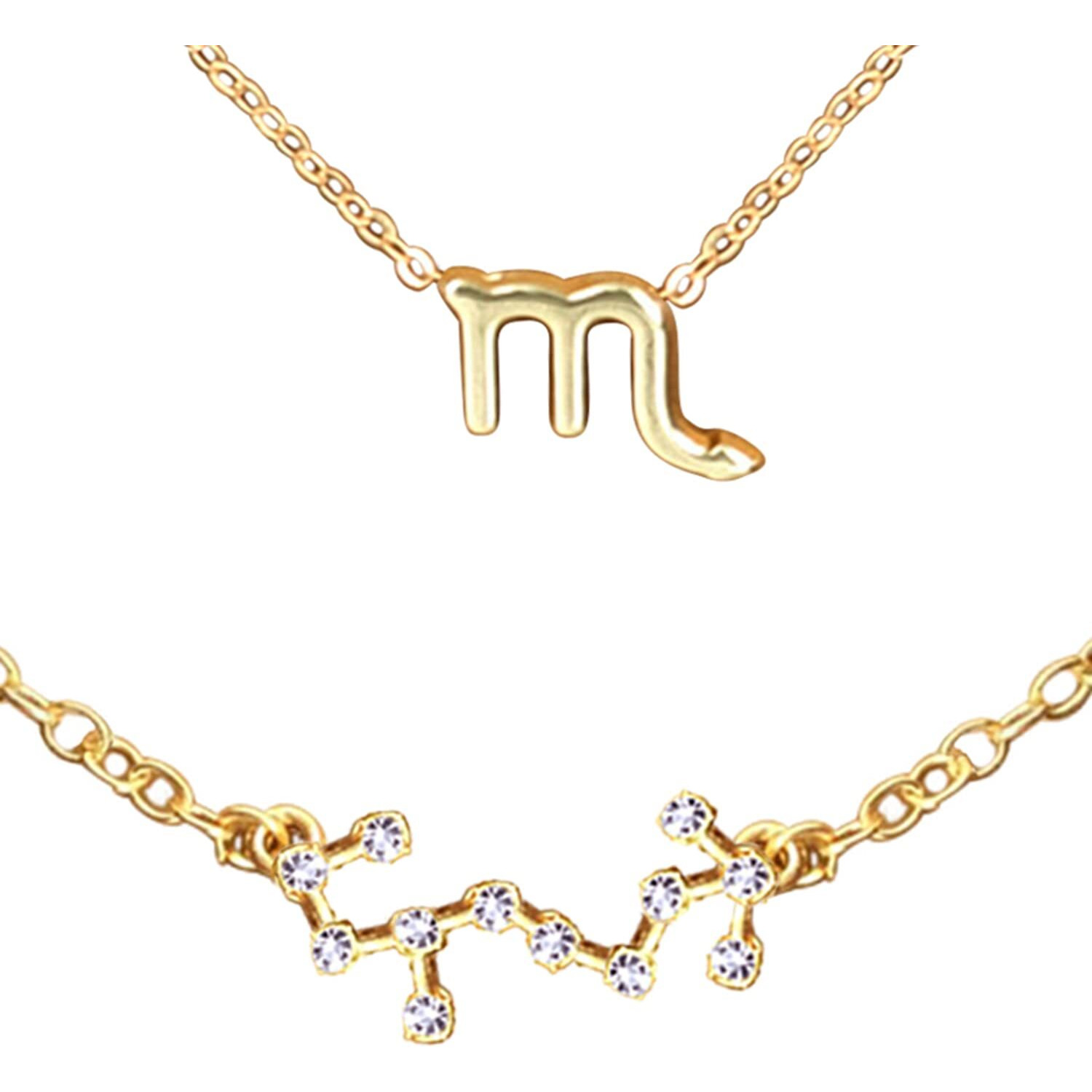 Peora Scorpio Horoscope Zodiac Sign Constellations Pendant Necklace & Bracelet Jewellery Combo Set for Women (Golden)
