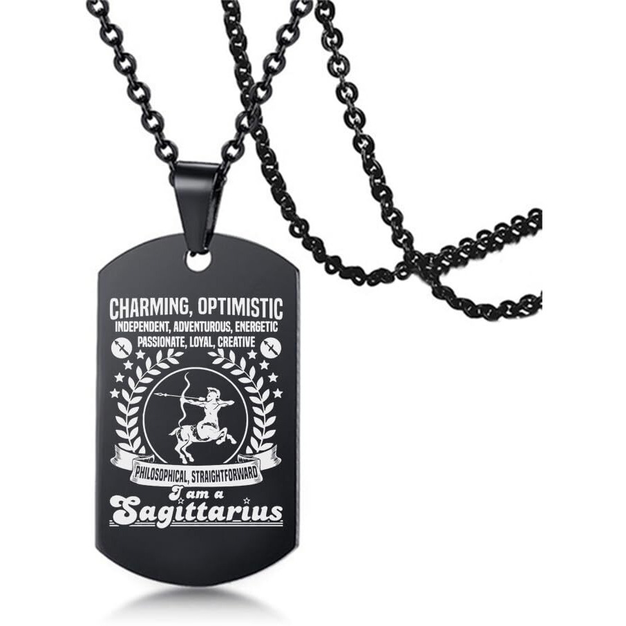 Young & Forever Gift Stainless Steel Zodiac Star Sign Sagittarius Constellation Horoscope Pendant Necklace Gift Idea Men Women Boys Girls