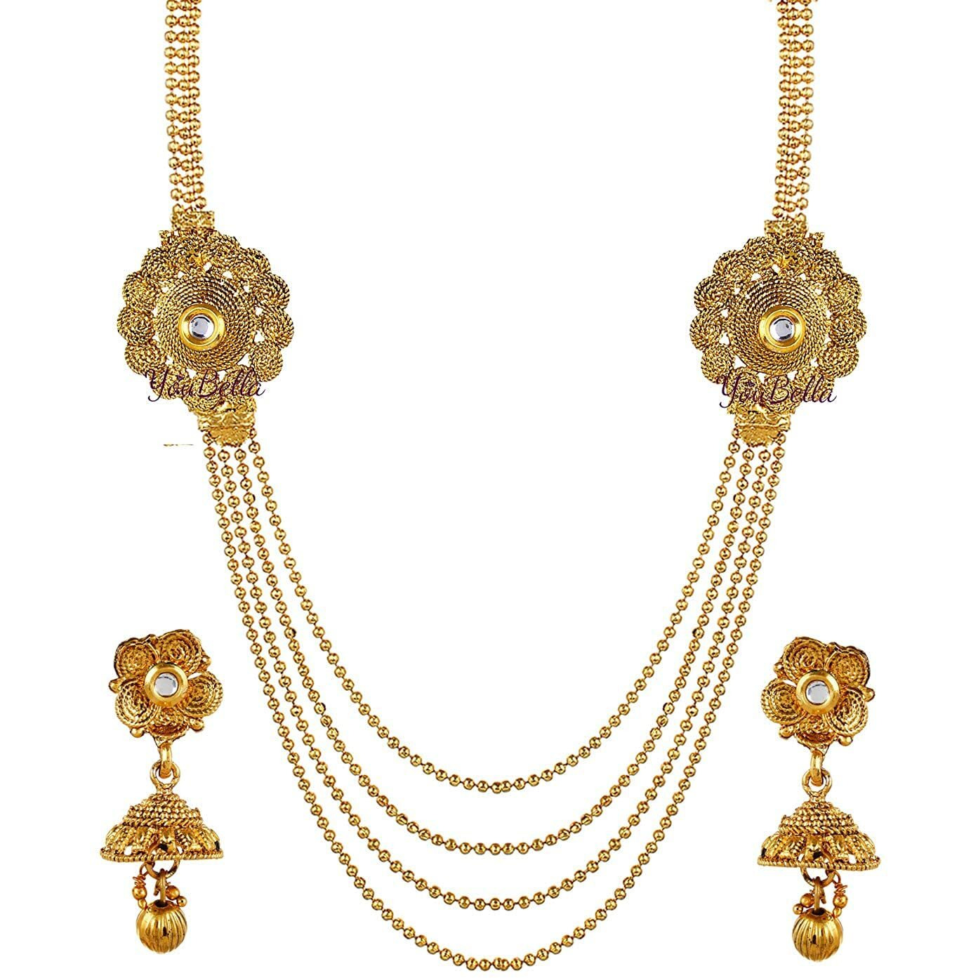 YouBella Jewellery Sets for Women Gold Plated Necklace Jewellery Set with Earrings and Bangles Combo for Girls/Women (Combo 3)