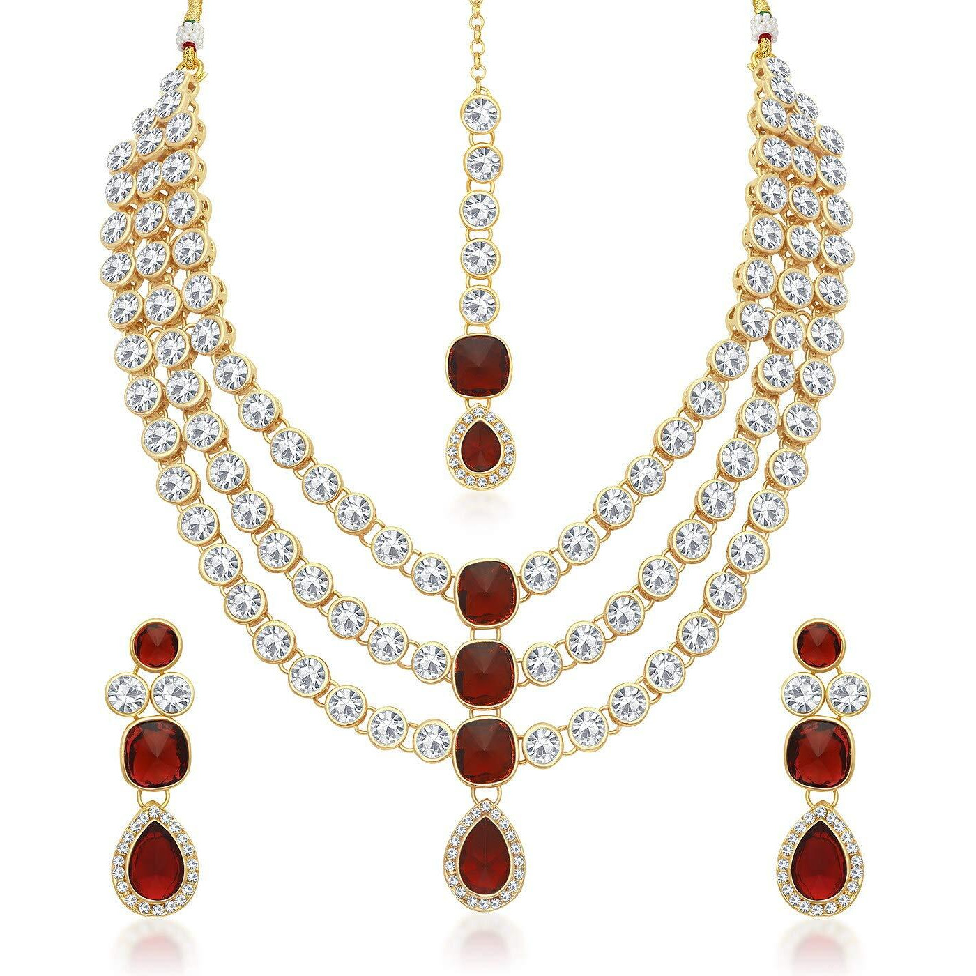 Sukkhi Modish Gold Plated Wedding Jewellery Kundan Multi-String Necklace Set for Women (N73517_D1)
