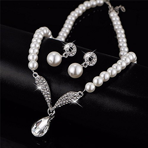 Jewels Galaxy Adorable AD & Pearl Studded Mesmerizing Necklace Set with Bracelet for Women/Girls (Style 1) (CT-CB-MIX-49514)