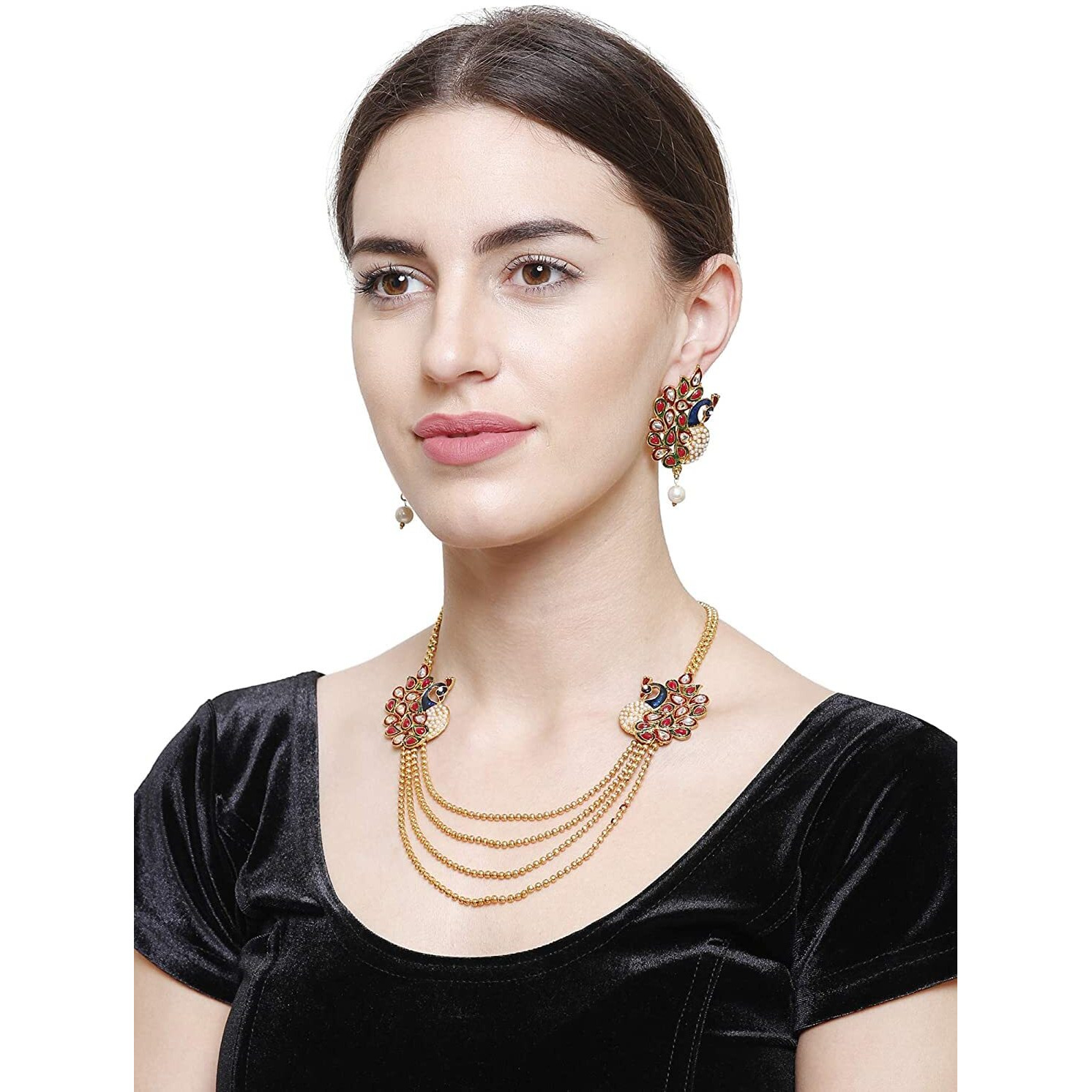 YouBella Jewellery Sets for Women Gold Plated Necklace Jewellery Set with Earrings and Bangles Combo for Girls/Women (Combo 2)