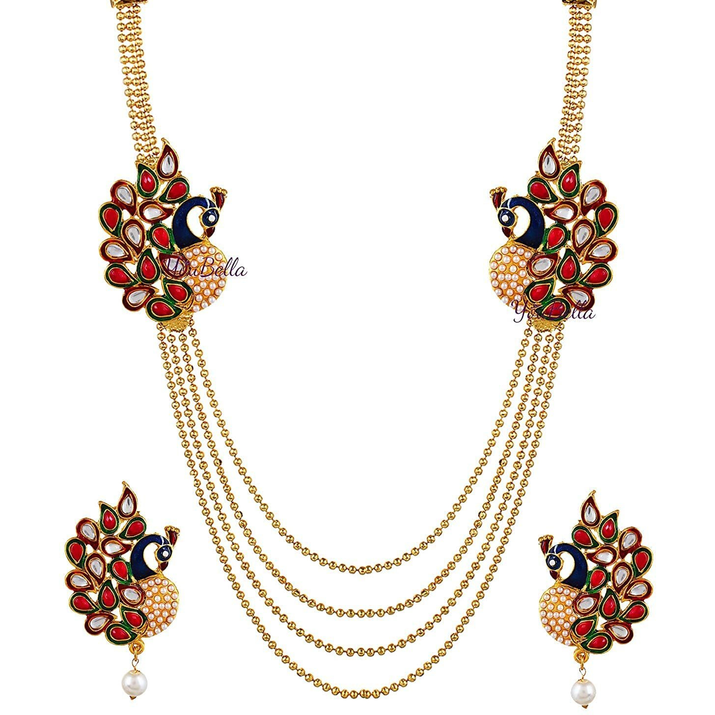 YouBella Jewellery Sets for Women Gold Plated Necklace Jewellery Set with Earrings and Bangles Combo for Girls/Women (Combo 2)
