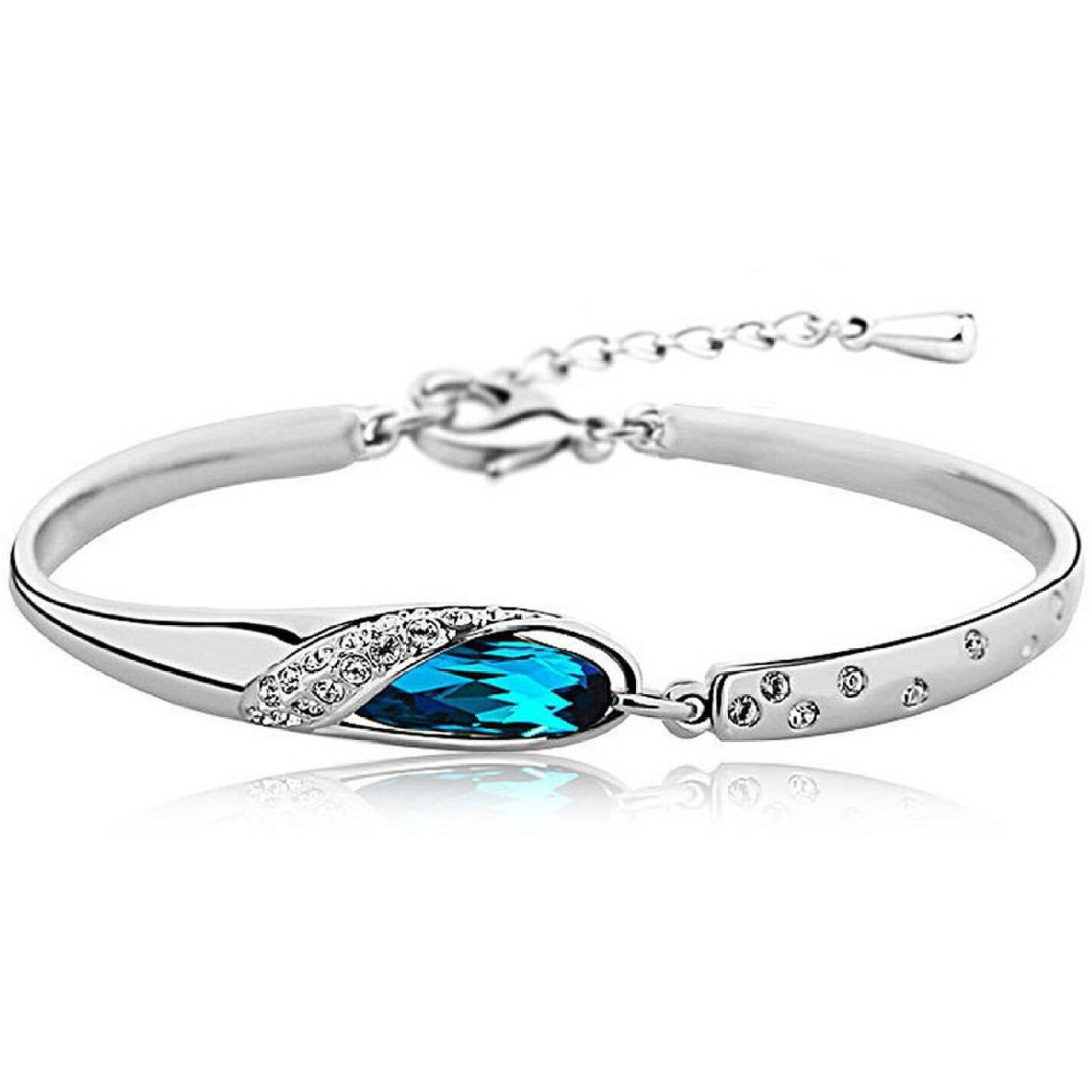 Shining Diva Fashion Blue Crystal Pendant Necklace Jewellery Set with Earrings and Bracelet for Girls and Women (cmb208)