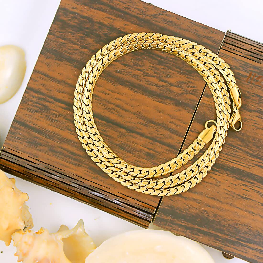 Nakabh Handmade Stainless Steel Chain Necklace for Men Boys (3302) Golden