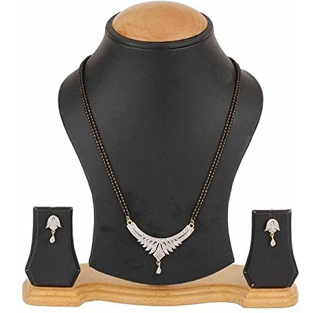 ZENEME Womens Pride Cubic Zirconia Gold Plated Mangalsutra Pendant With Chain Earrings Jewellery For Women Pack Of 3 (Design-9)