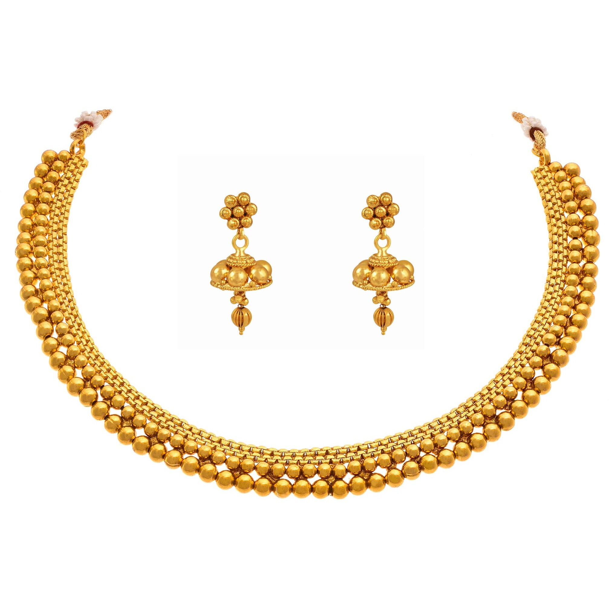 JFL - Jewellery for Less Traditional Gold-Plated Necklace with Jhumki Earring for Women & Girls,Valentine