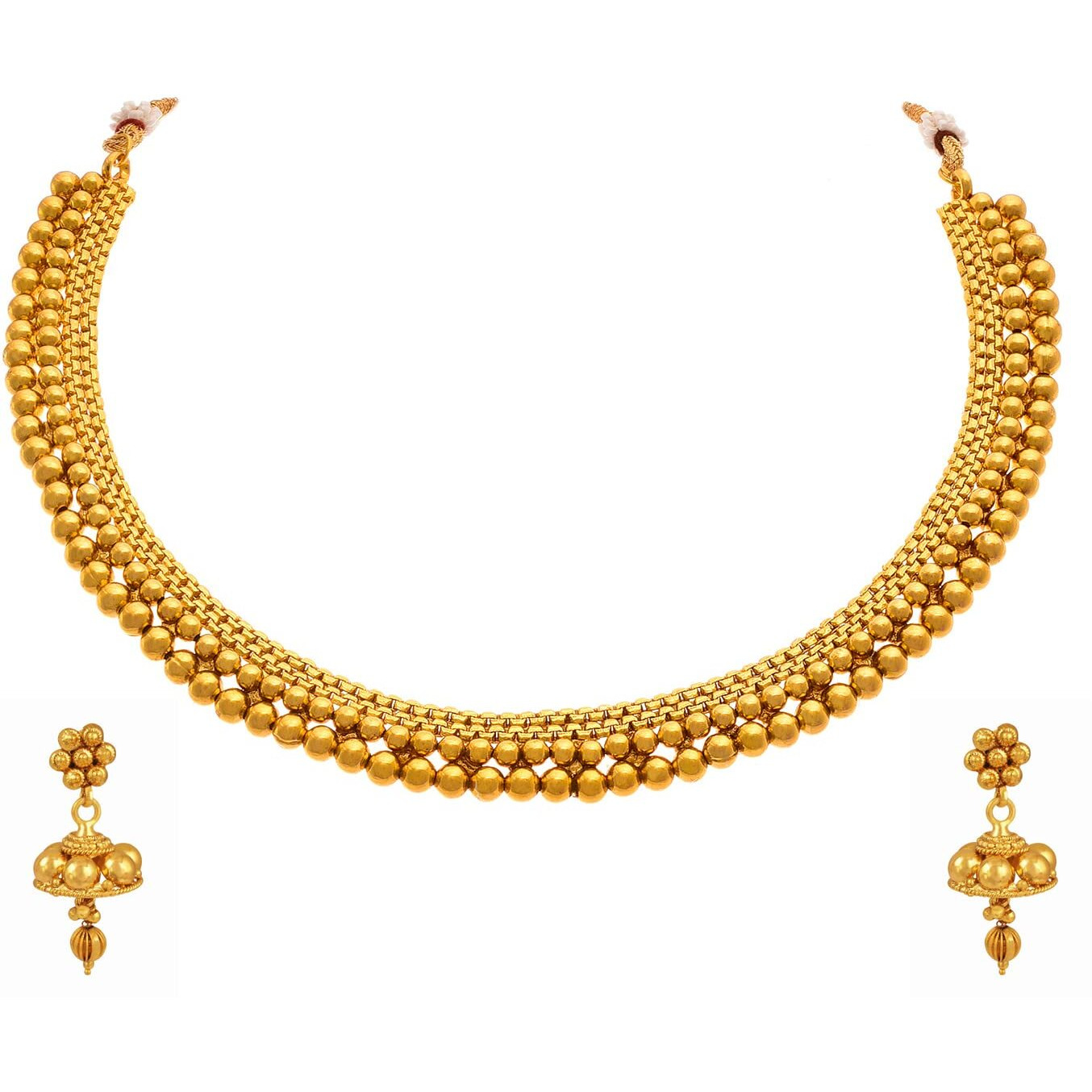 JFL - Jewellery for Less Traditional Gold-Plated Necklace with Jhumki Earring for Women & Girls,Valentine