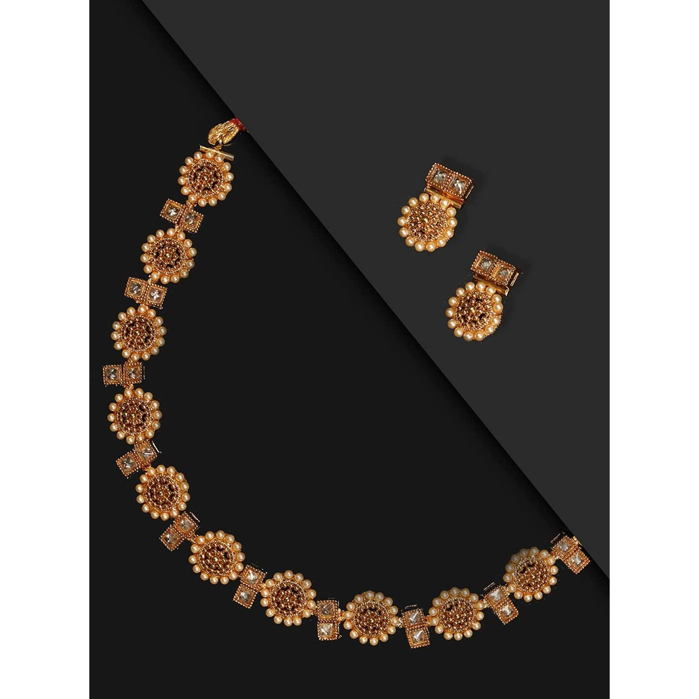 Priyaasi Fancy Stylish Traditional Gold-Plated Jewellery Set for Women - Gold