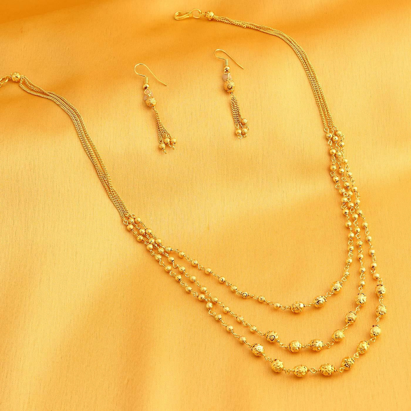 Sukkhi Sensational Pearl Gold Plated Kundan Set of 3 Necklace Combo for Women (SKR48722)