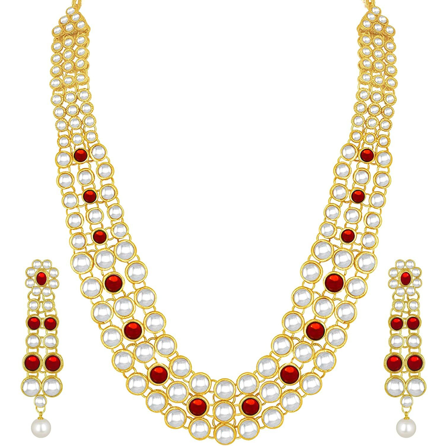Peora Traditional Gold Plated Anuskha Sharma Inspired Kundan Long Necklace with Earring Jewellery Set for Women