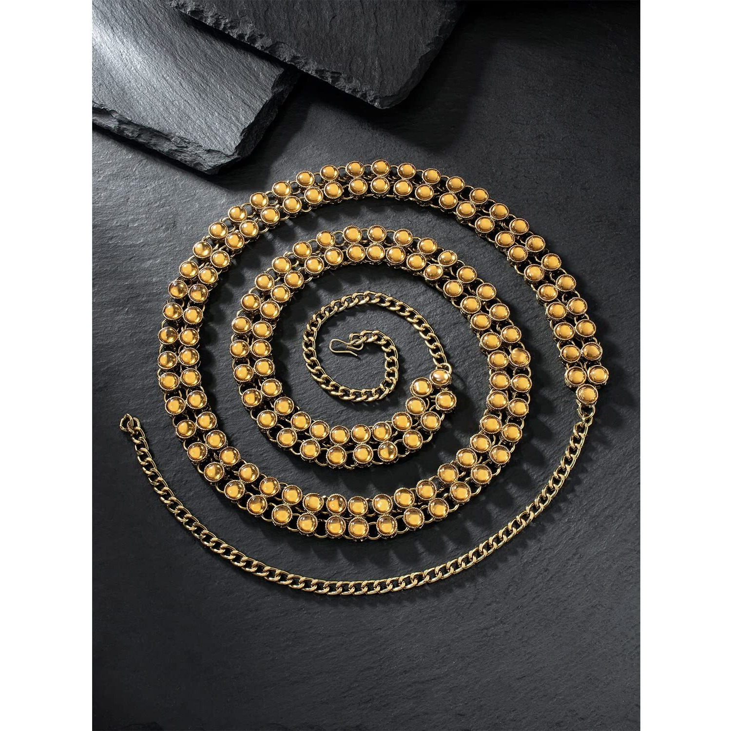 Peora Traditional Jewellery Gold Plated Kundan Waist Belt Kamar bandh Ethnic Belly Chain for Women Girls