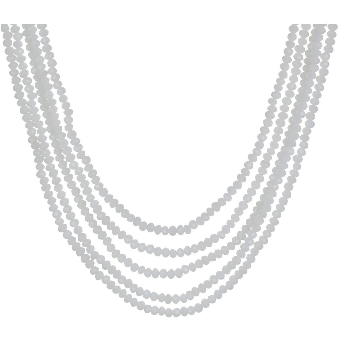Karatcart White Crystal Beads Multi-Strand Necklace Set For Womens