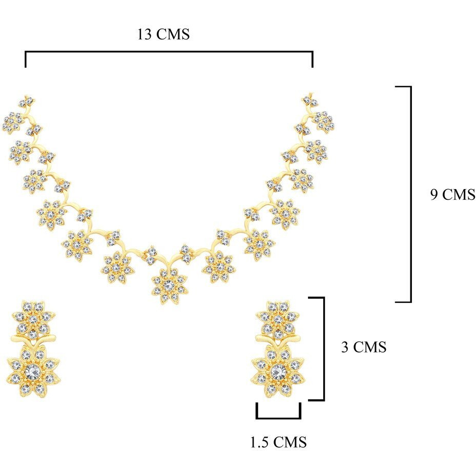 Sukkhi Glossy Gold Plated Wedding Jewellery Austrian Diamond Necklace Set For Women (N71439GLDPAP600)