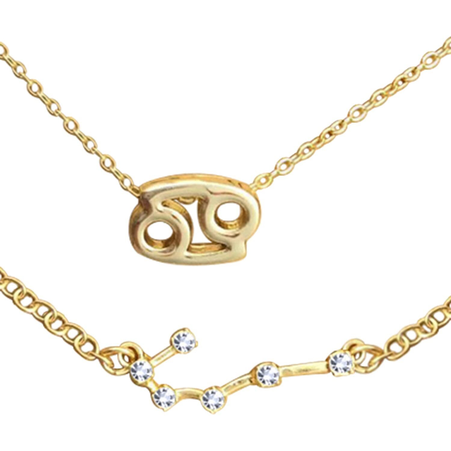Peora Cancer Horoscope Zodiac Sign Pendant Necklace & Bracelet Combo Set Constellations Jewellery