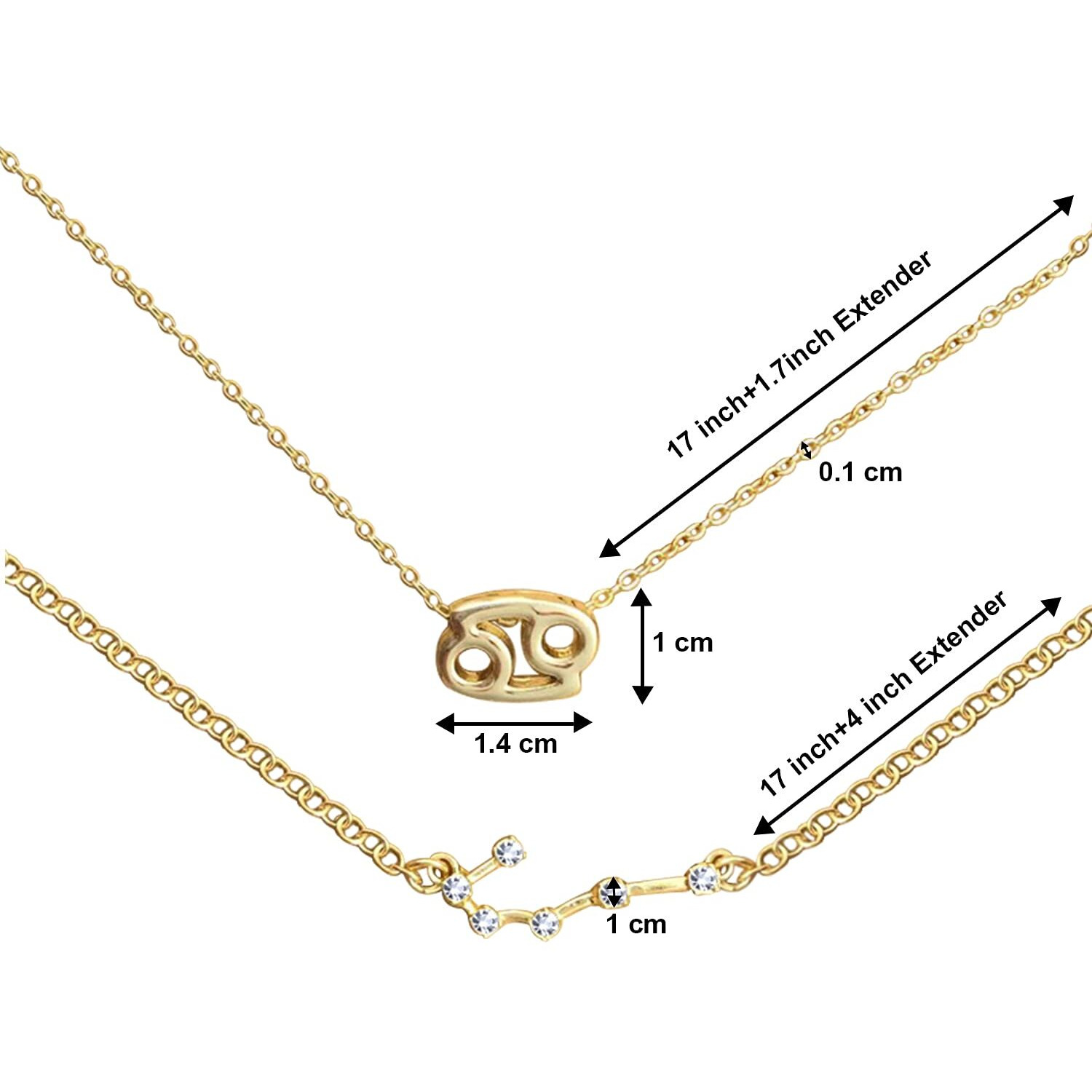Peora Cancer Horoscope Zodiac Sign Pendant Necklace & Bracelet Combo Set Constellations Jewellery