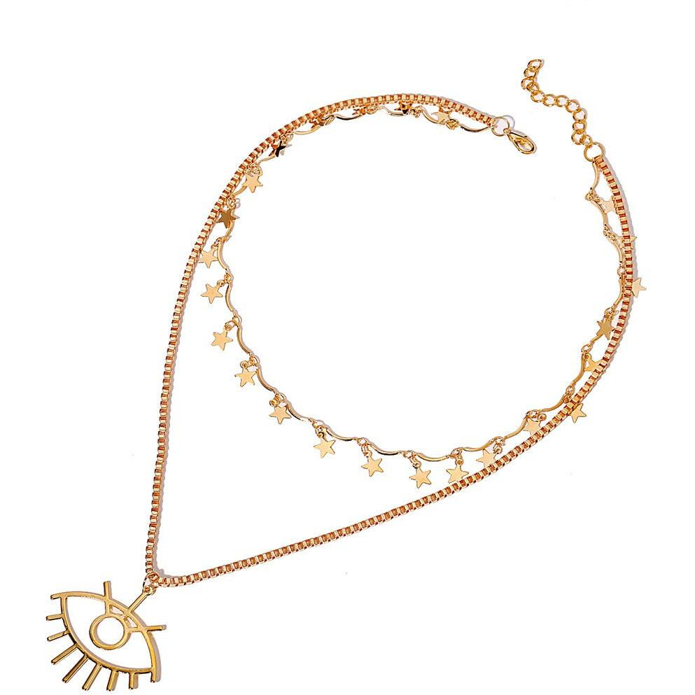 Jewels Galaxy Gold Plated Trending Lock Inspired Layered Necklace Set (Design 8) (CT-NCKK-44168)