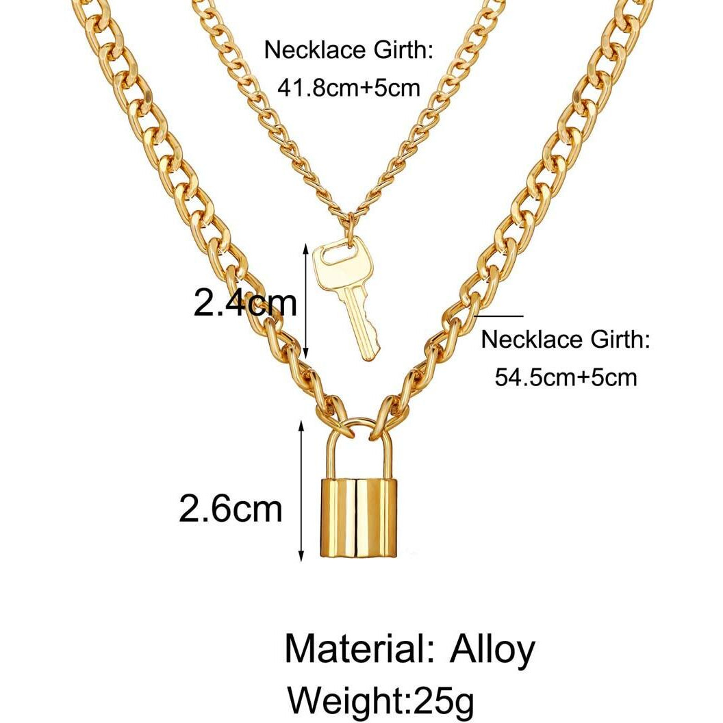 Jewels Galaxy Gold Plated Trending Lock Inspired Layered Necklace Set (Design 6) (CT-NCKK-44166)