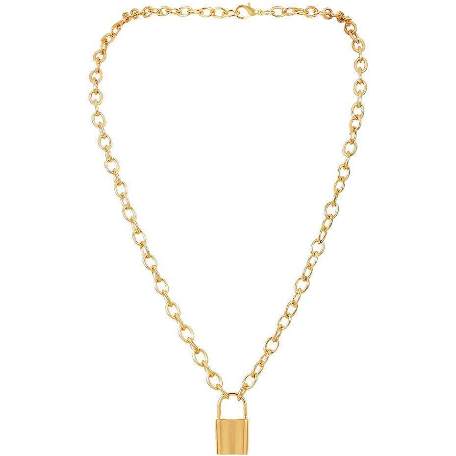 Jewels Galaxy Gold Plated Trending Lock Inspired Layered Necklace Set (Design 9) (CT-NCKK-44169)