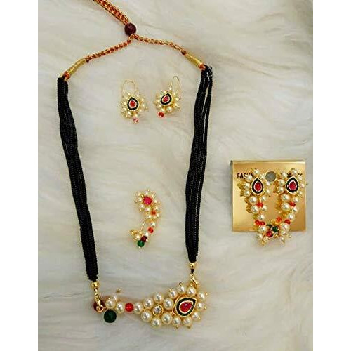 VAMA Fashions Maharashtrian Jewellery Marathi Nath Mangalsutra Set with Earrings for Women