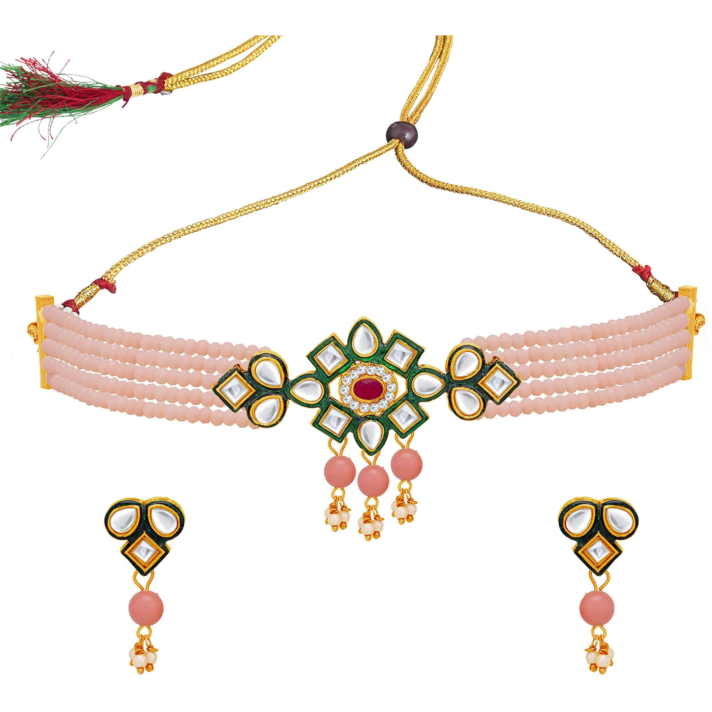Sukkhi Sweet Heart Gold Plated Choker Necklace Set for Women (NS104340)