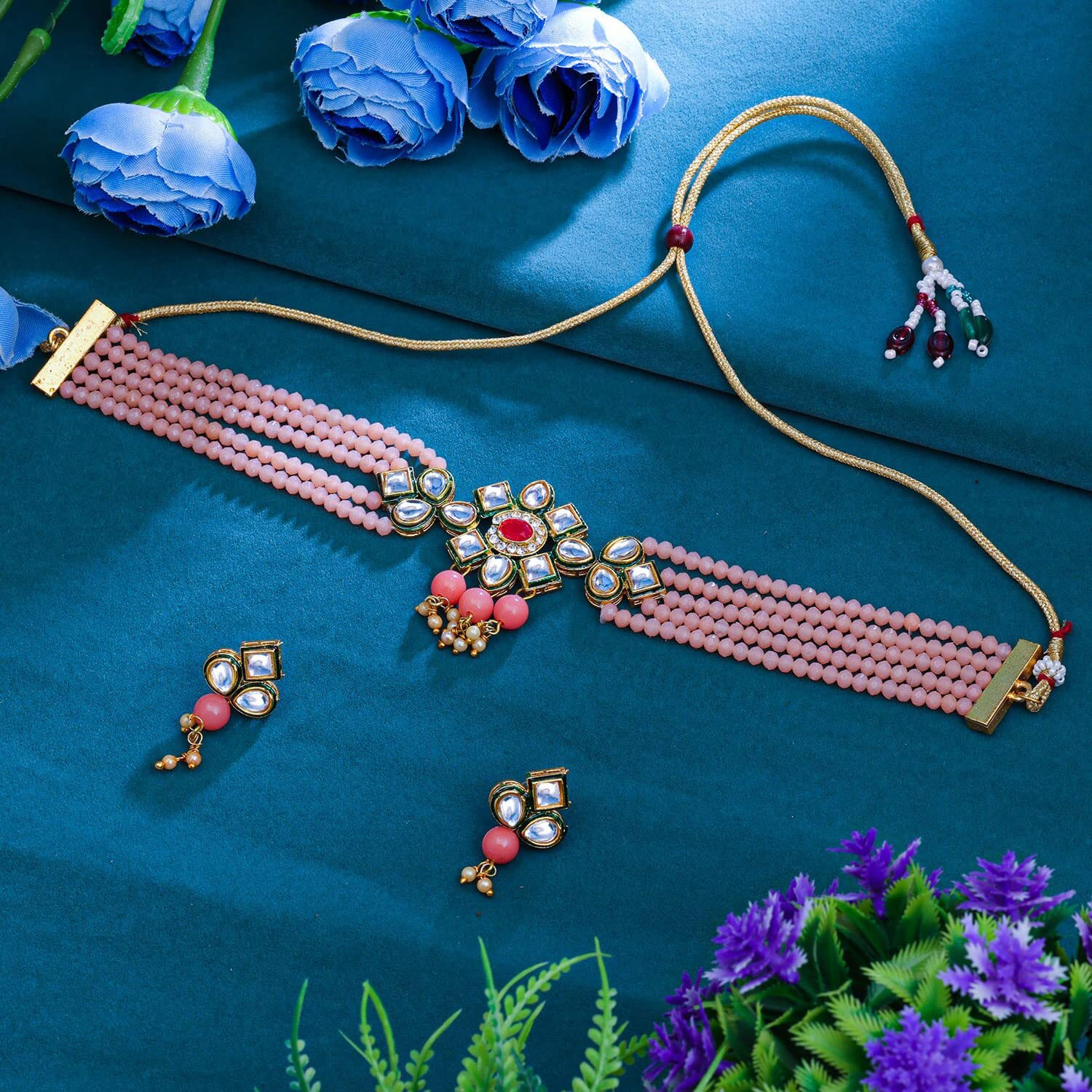 Sukkhi Sweet Heart Gold Plated Choker Necklace Set for Women (NS104340)