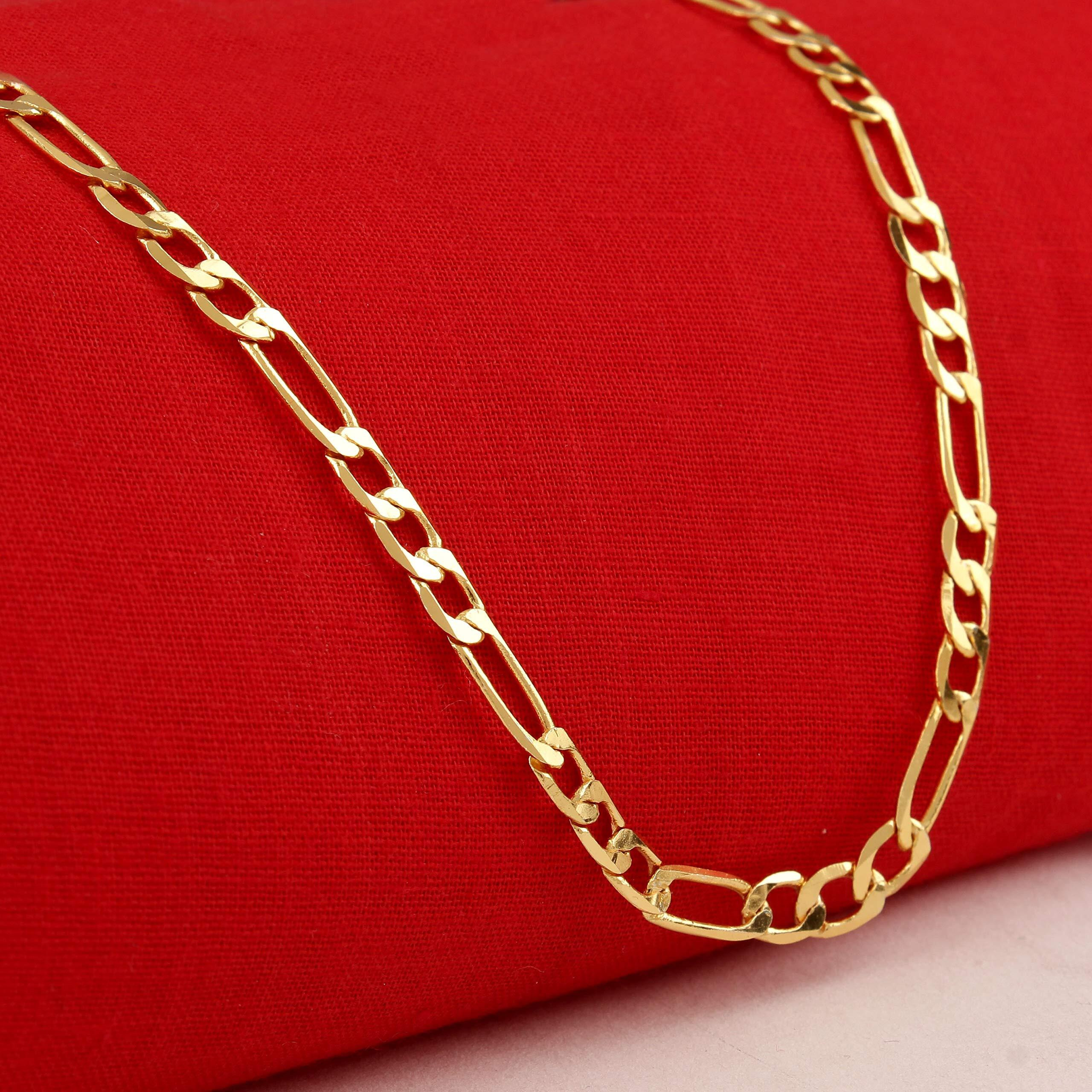 Fashion Frill Exclusive Gold Chain For Boys Sachin Design 1 Gram 20 Inches Gold Plated Thin Necklace Chain For Men Boys Golden Chain
