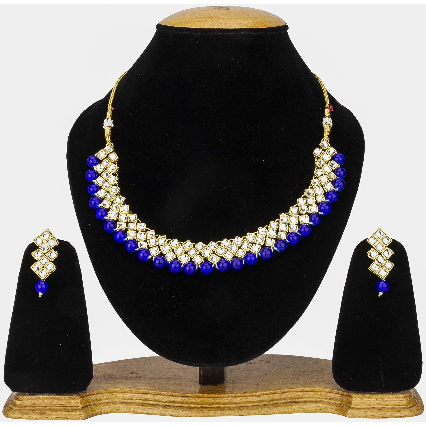 Jewels Galaxy Designer Kundan & Pearl Gold Plated Jewellery Set for Women/Girls (Design 7) (CT-NCKK-44134)