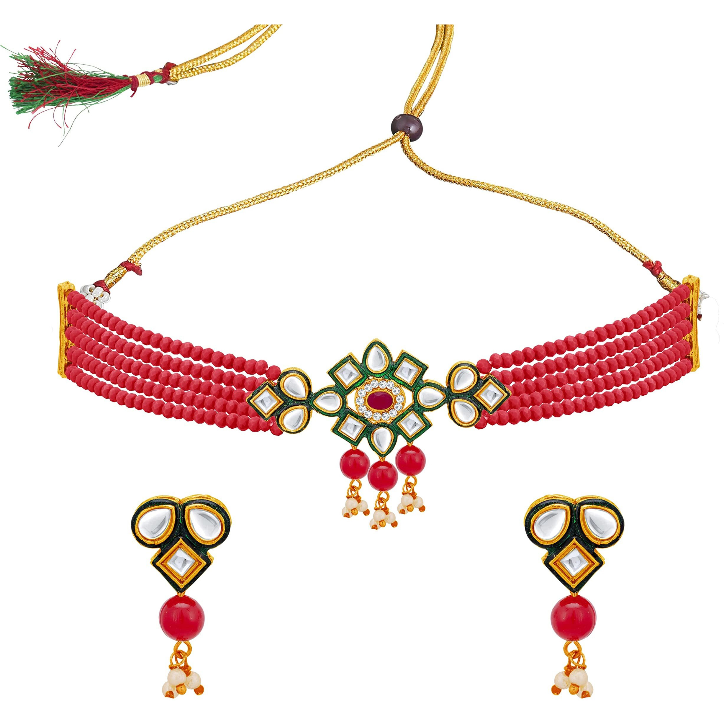 Sukkhi Seductive Gold Plated Choker Necklace Set for Women (NS104338)