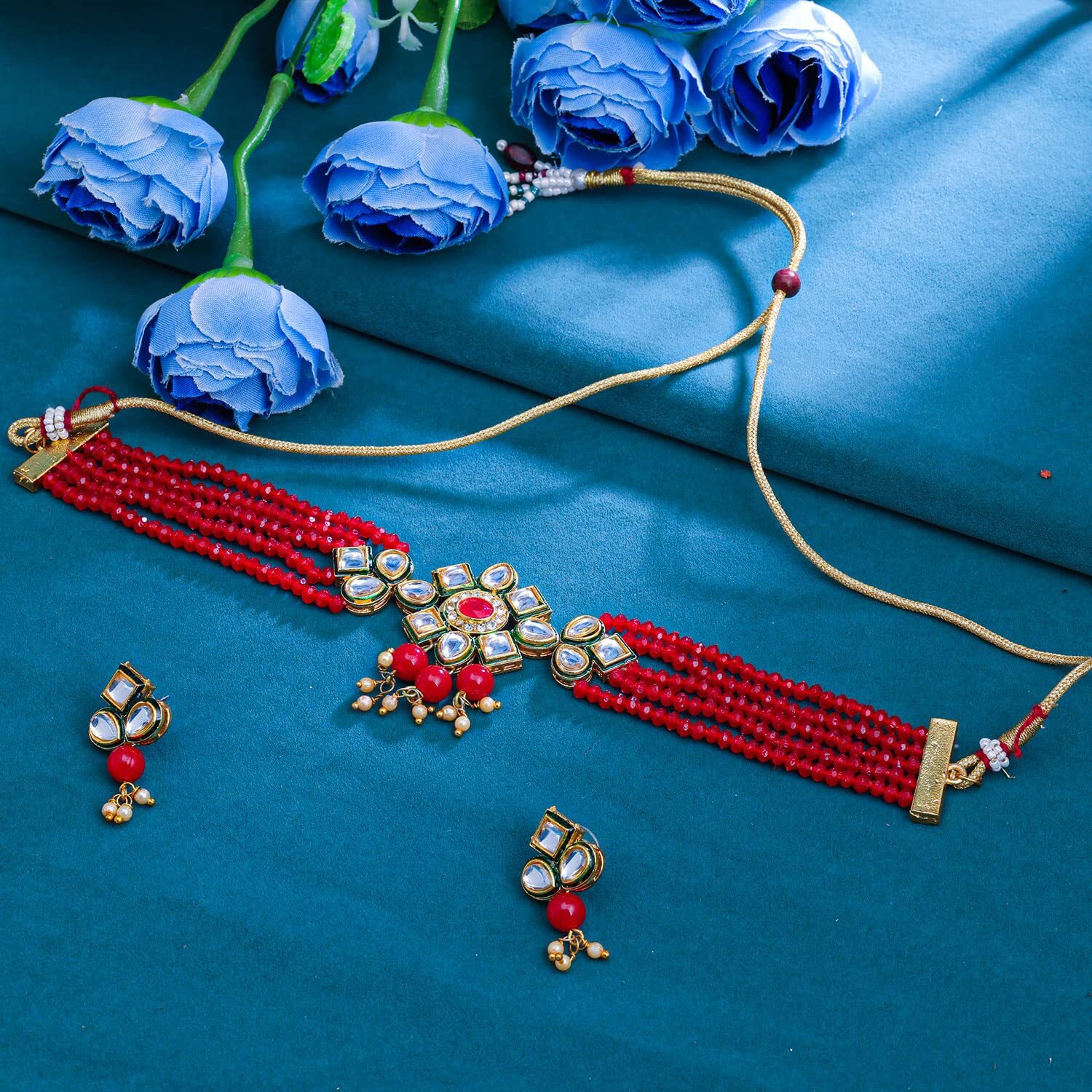 Sukkhi Seductive Gold Plated Choker Necklace Set for Women (NS104338)