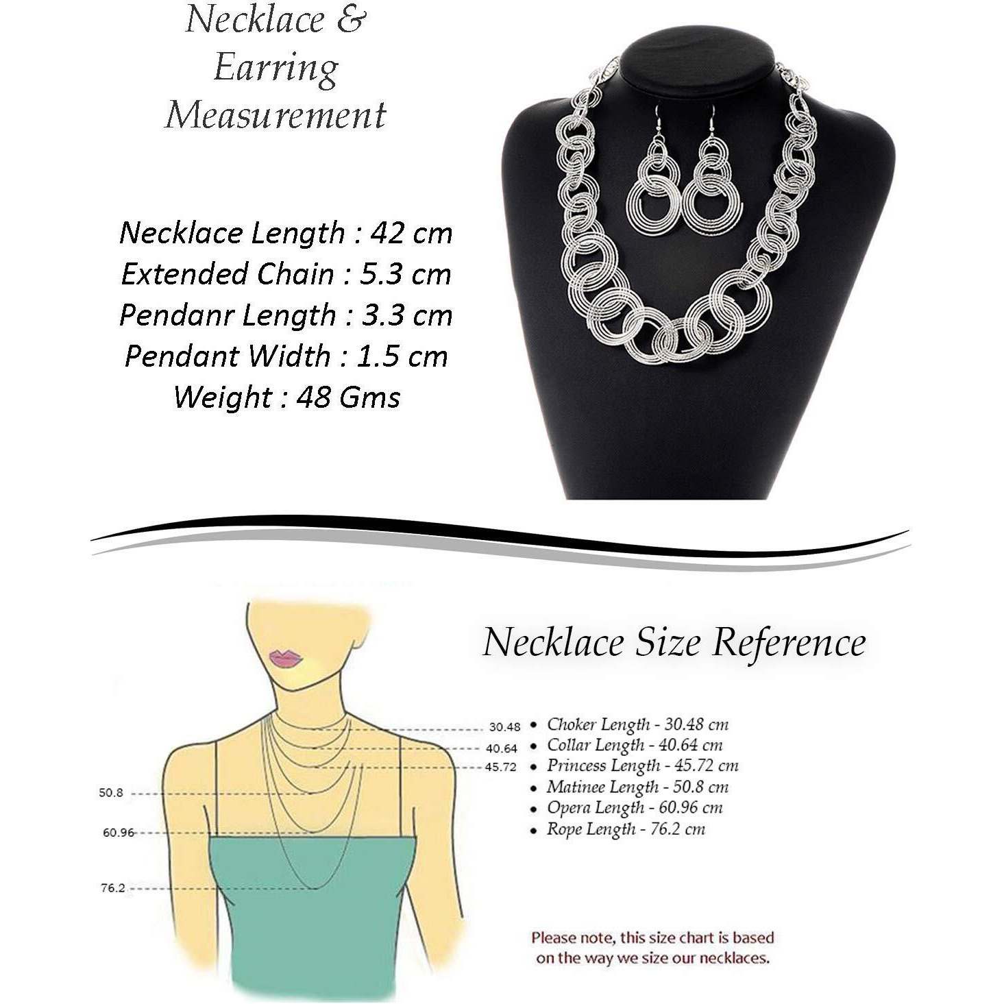 Young & Forever Gift Antique Silver Plated Necklace Set for Women Circle Geometric Jewelry Necklace Set for Girls