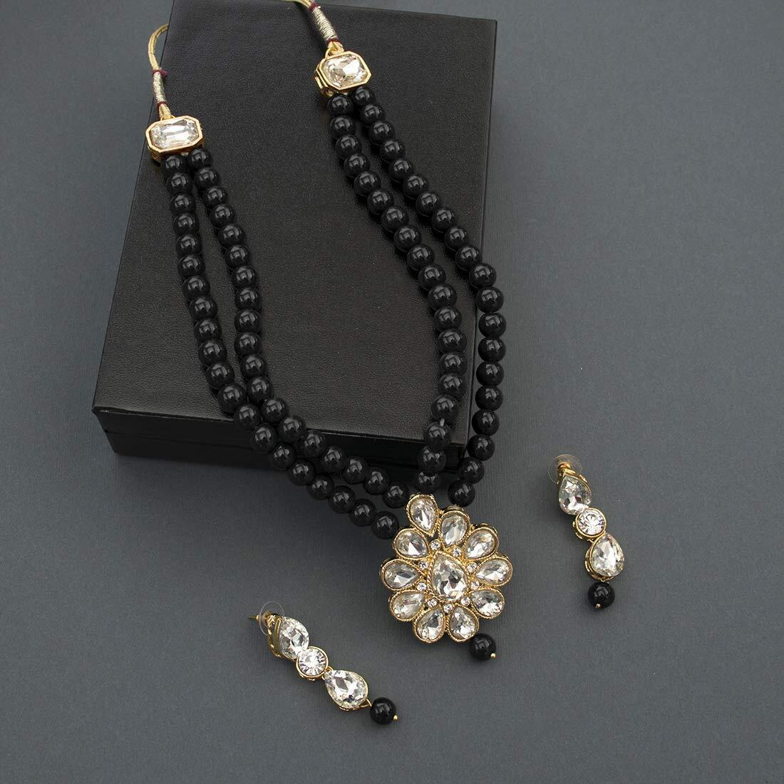 Peora Kundan Faux Pearl Long Necklace Earring Set for Women Girls Indian Traditional Jewellery Wedding