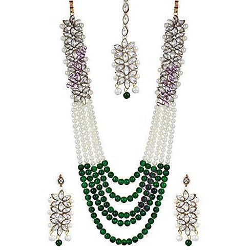 YouBella Jewellery Sets for Women Gold Plated Wedding Bridal Necklace Jewellery set with Earrings For Girls/Women (Green)