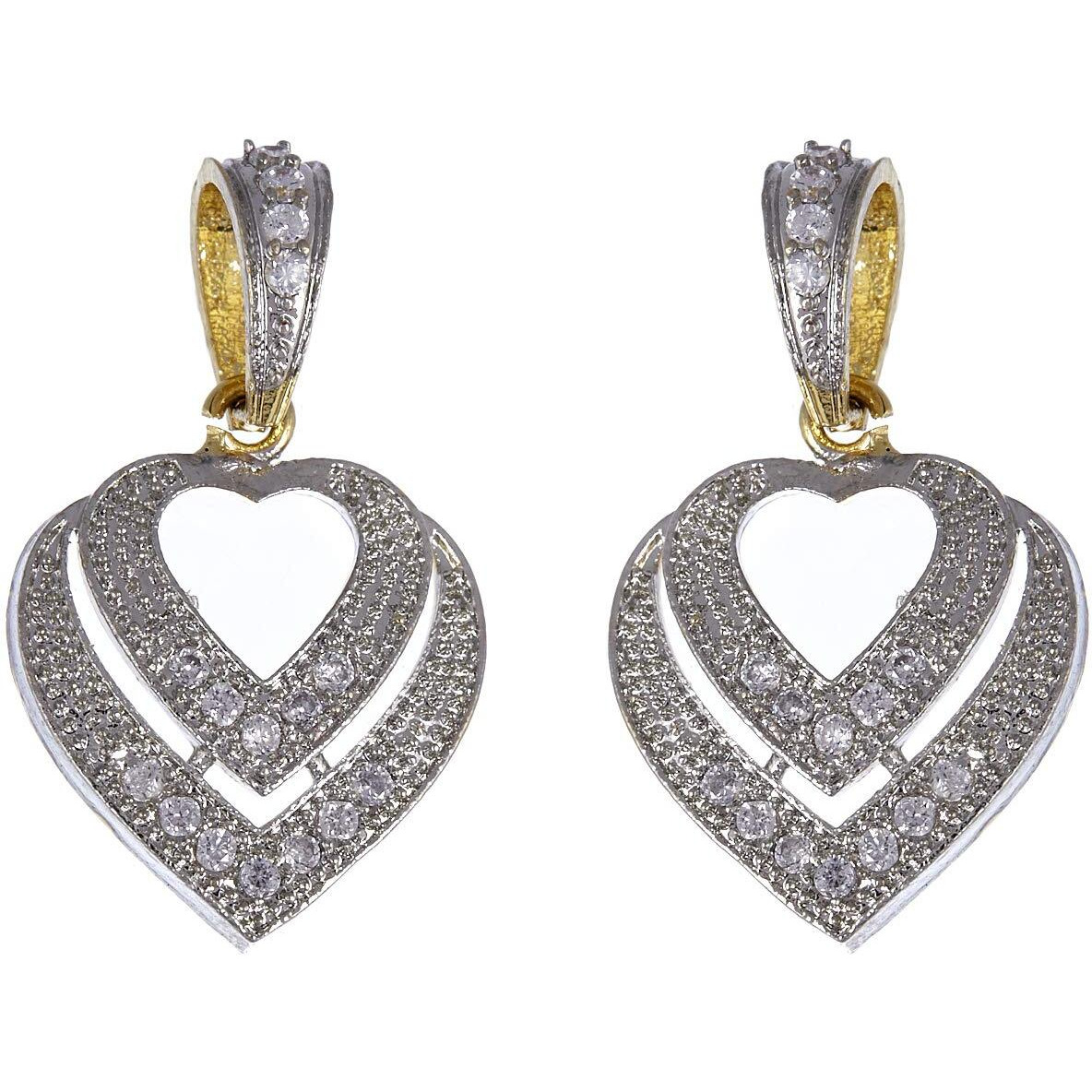 ZENEME Valentine Gift American Diamond Heart Shape Pendant Jewellery For Women & Girls (Design - 13)
