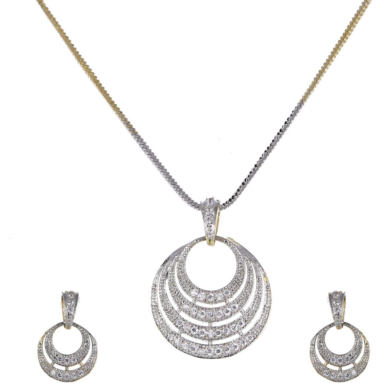 ZENEME Valentine Gift American Diamond Heart Shape Pendant Jewellery For Women & Girls (Design - 11)