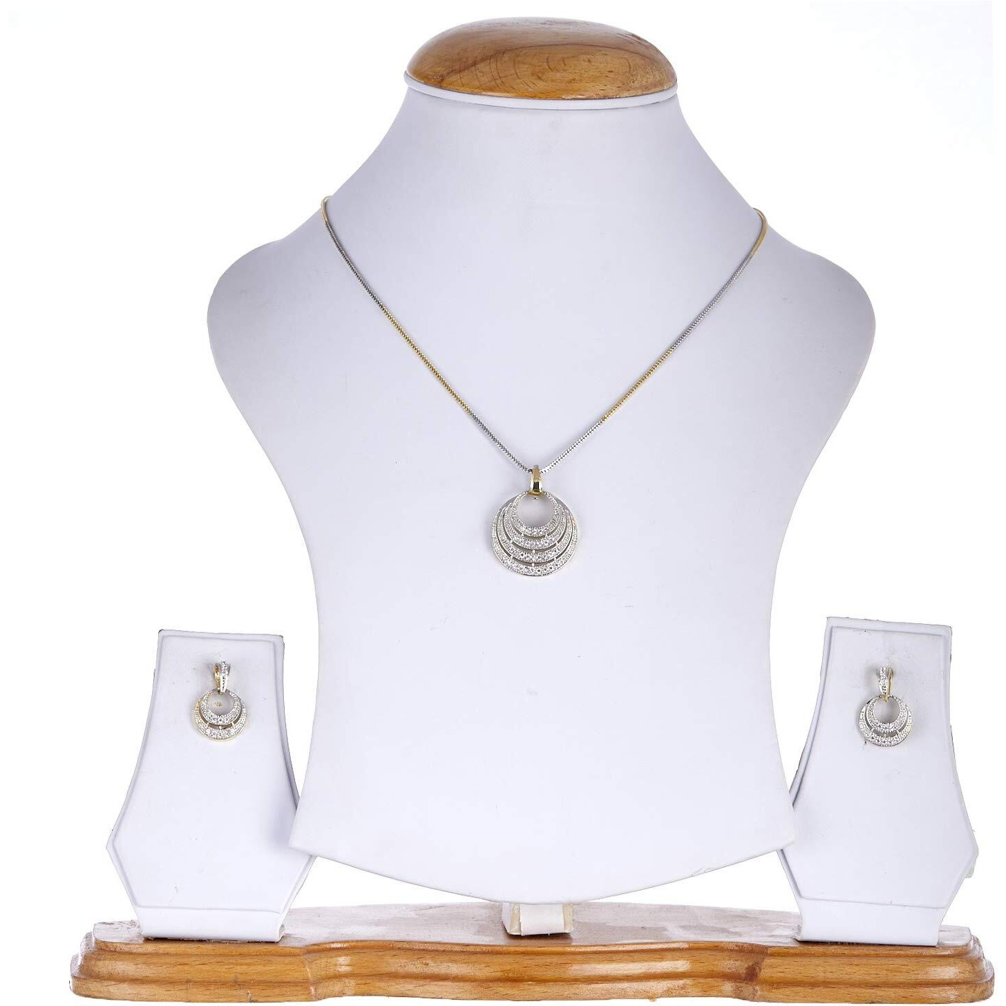 ZENEME Valentine Gift American Diamond Heart Shape Pendant Jewellery For Women & Girls (Design - 11)