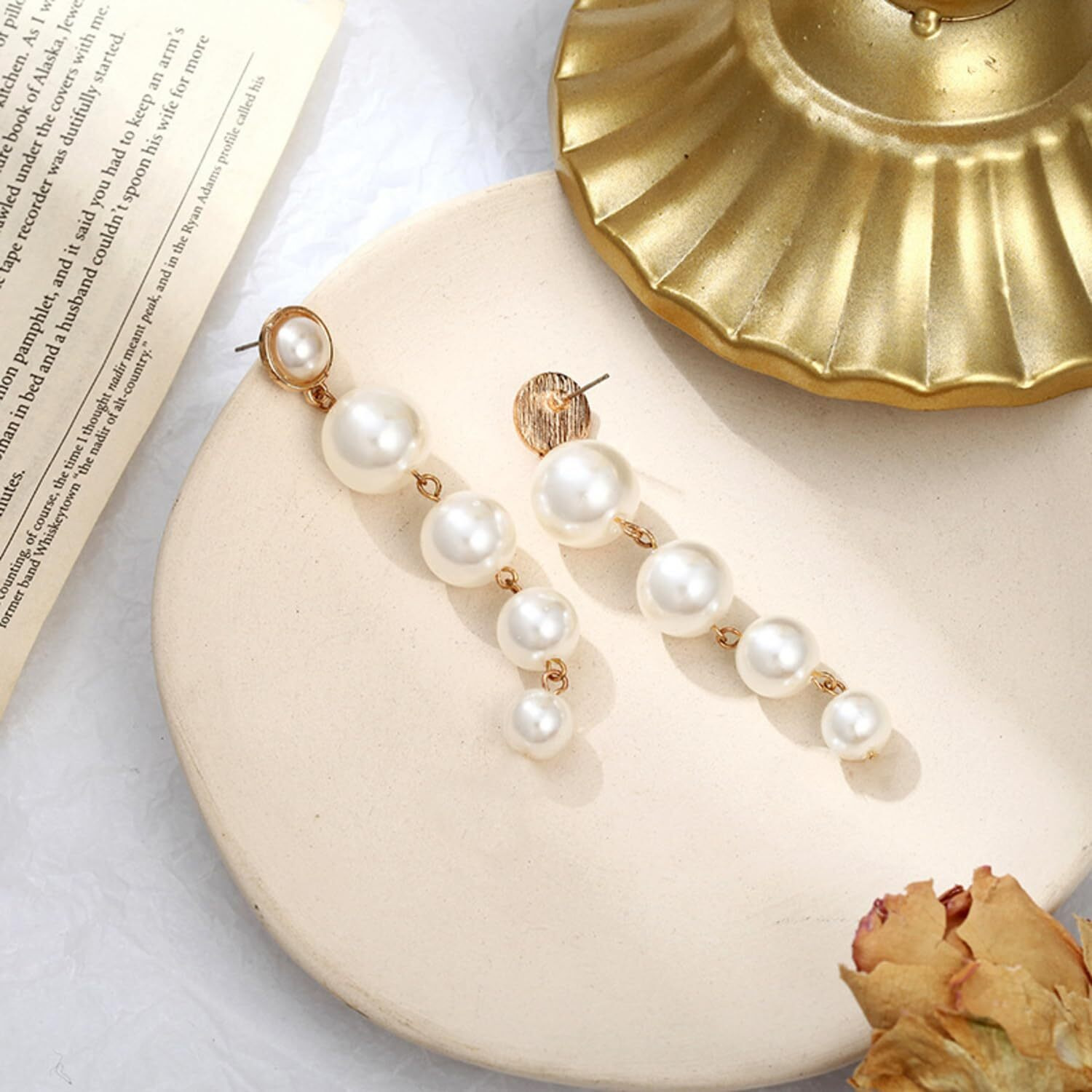 RedChimes Latest Elegant White Pearl Hoop Earrings for Girls & Women