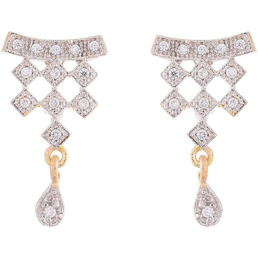 ZENEME Mangalsutra American Diamond Gold Plated Pendant Jewellery with Chain and Earrings for Women (Design-13)