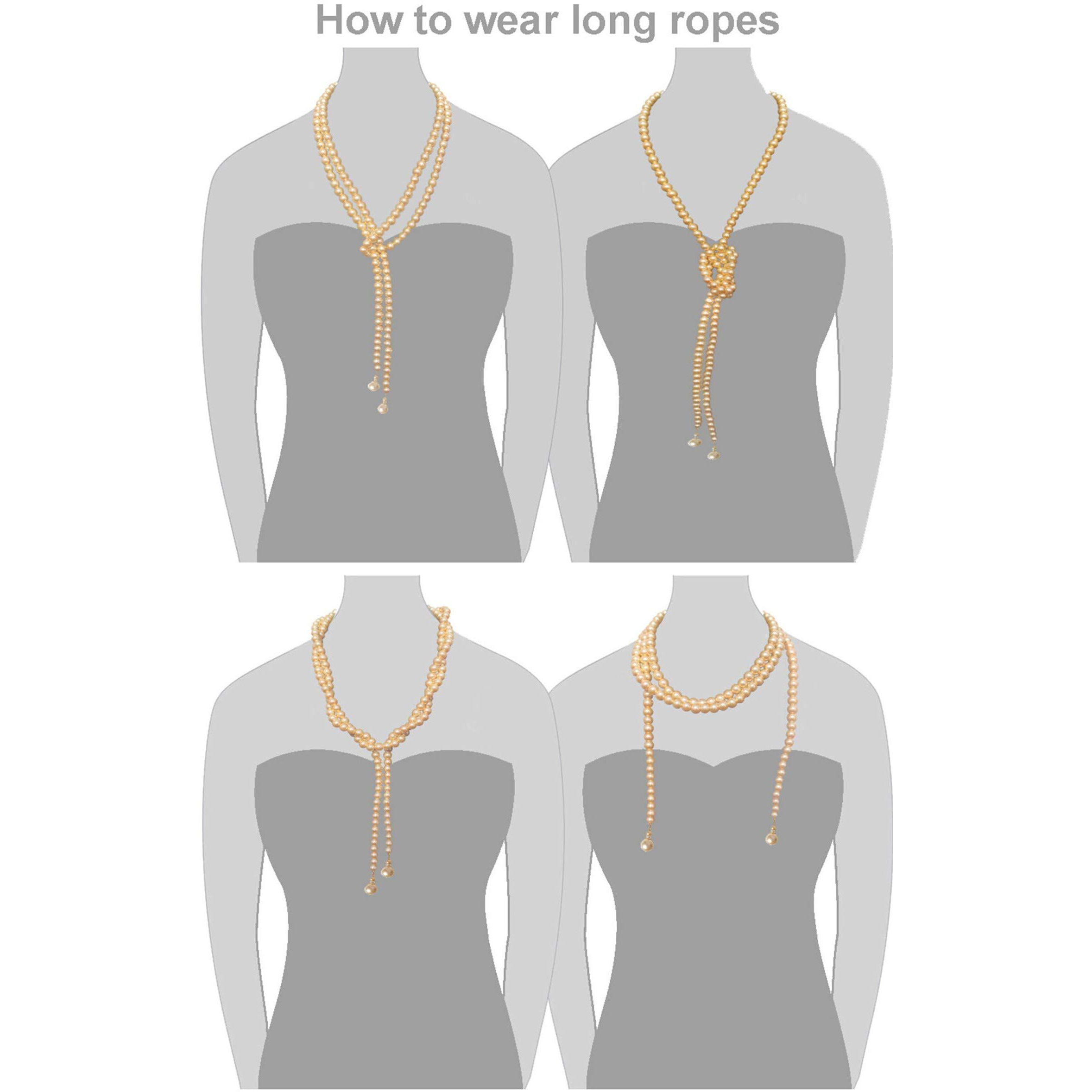 Siddhi art jewellery Artificial Pearl Stone Long Unique Style 54 Inches 4 in 1 Layered Necklace Set For Women (Moti Mala) (Yellow)
