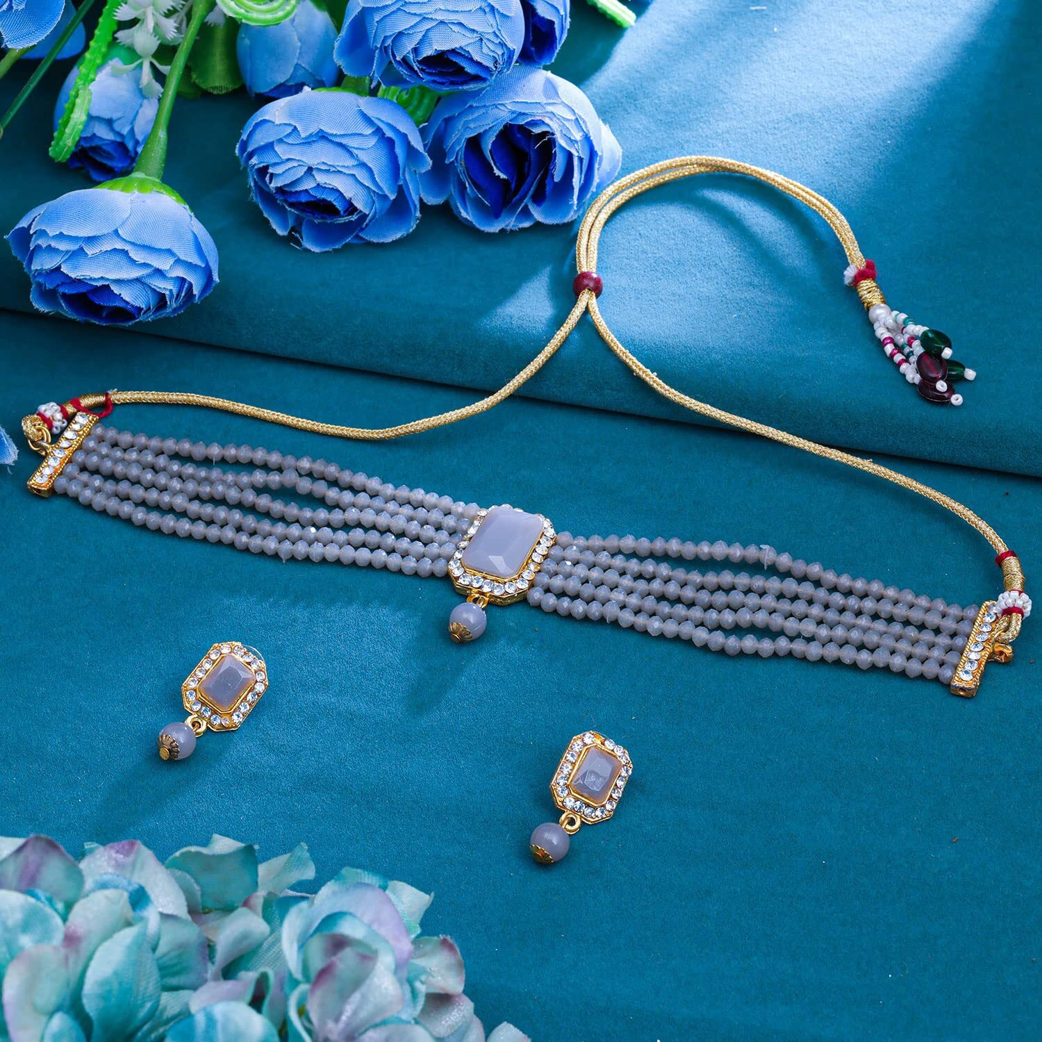 Sukkhi Gripping Gold Plated Choker Necklace Set for Women (NS104325)