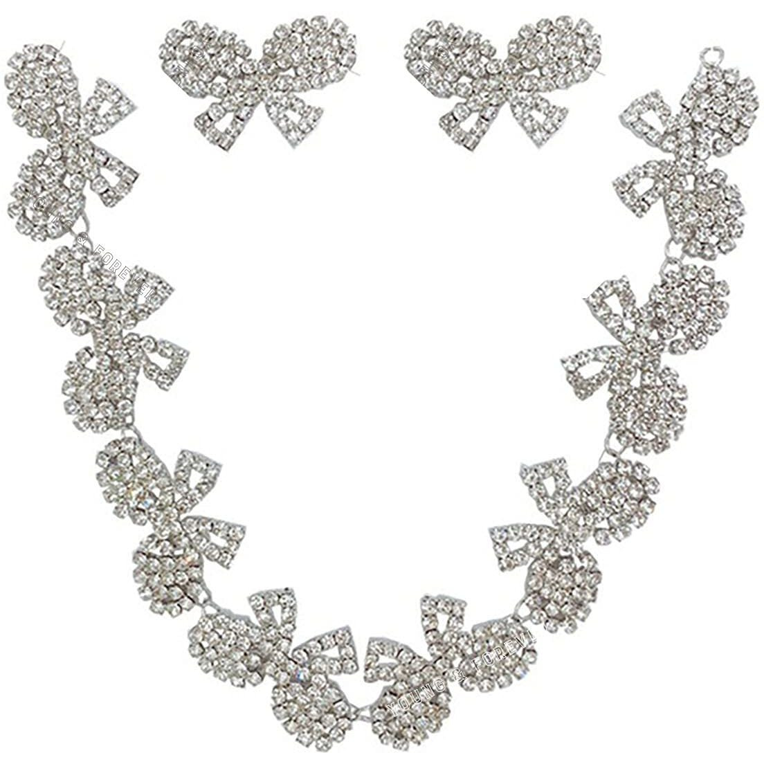 Young & Forever Gift Crystal Art Deco Bow Necklace For Girls for Women