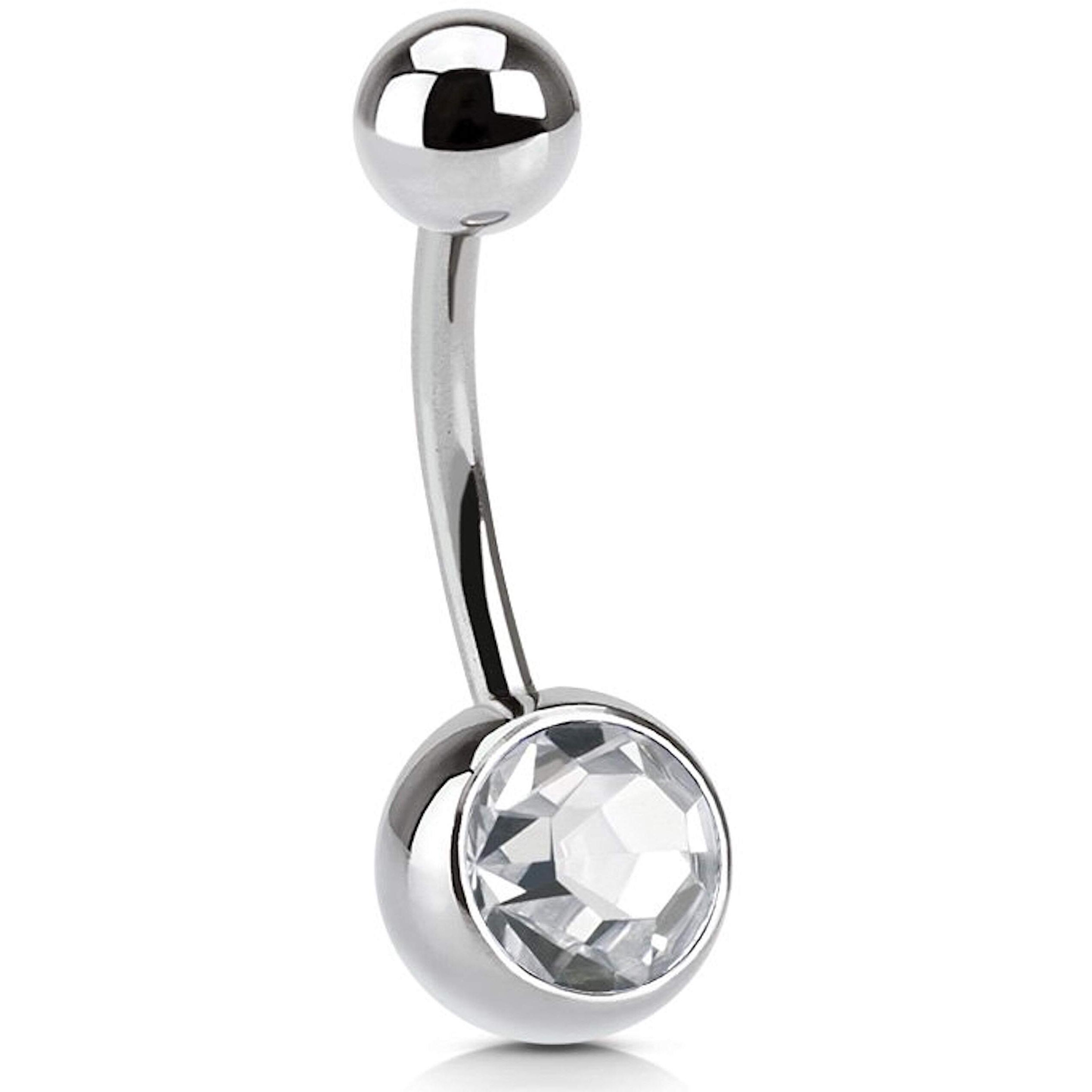 Via Mazzini 8mm Ball 316L Surgical Stainless Steel Belly Button Navel Ring for Women and Girls (BB0006)