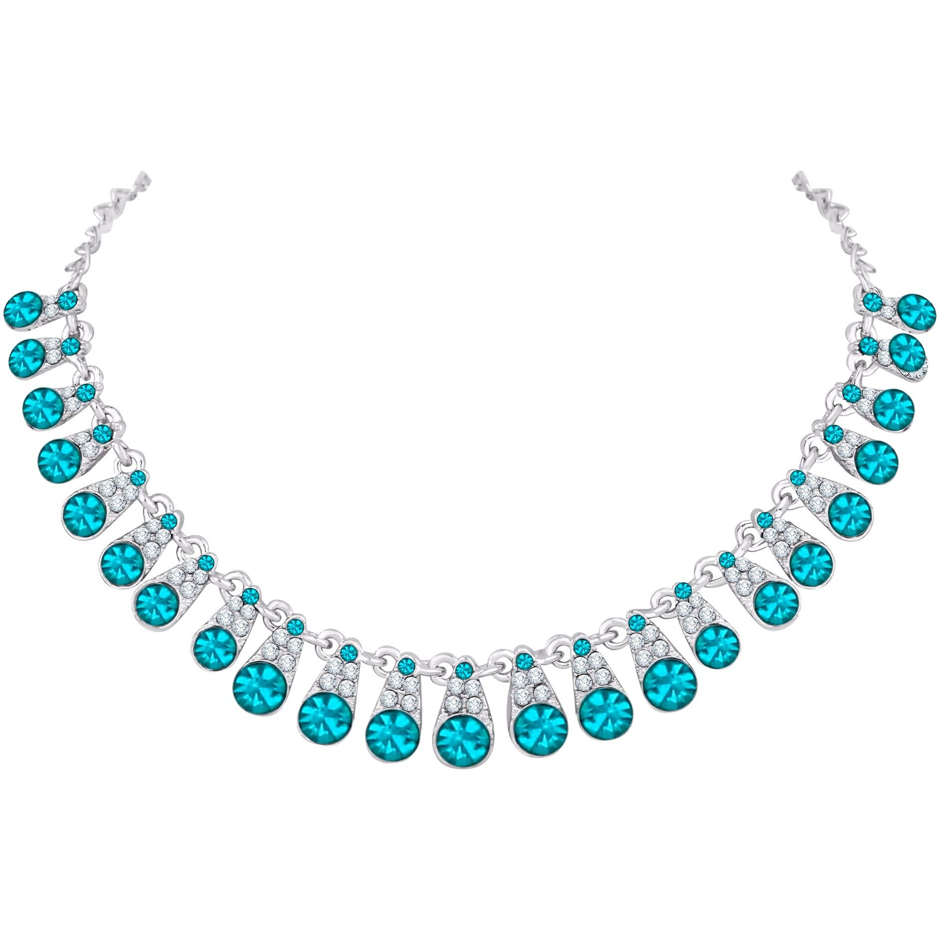 Atasi International Diamond Silver Plated Alloy Necklace Set with Earrings For Women (R5471)