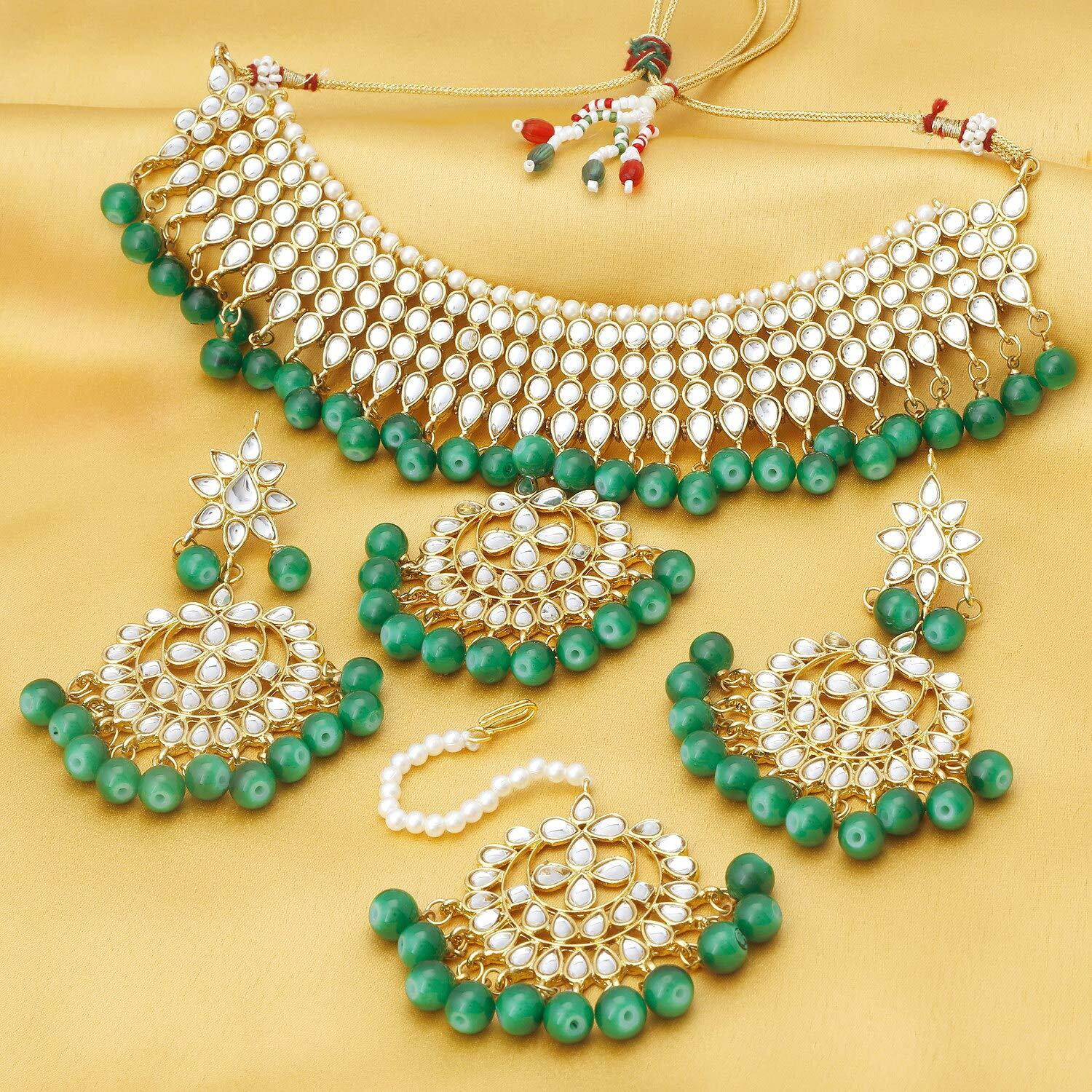 Sukkhi Trendy Kundan Gold Plated Wedding Jewellery Choker Necklace Set for Women (N73543_D1)