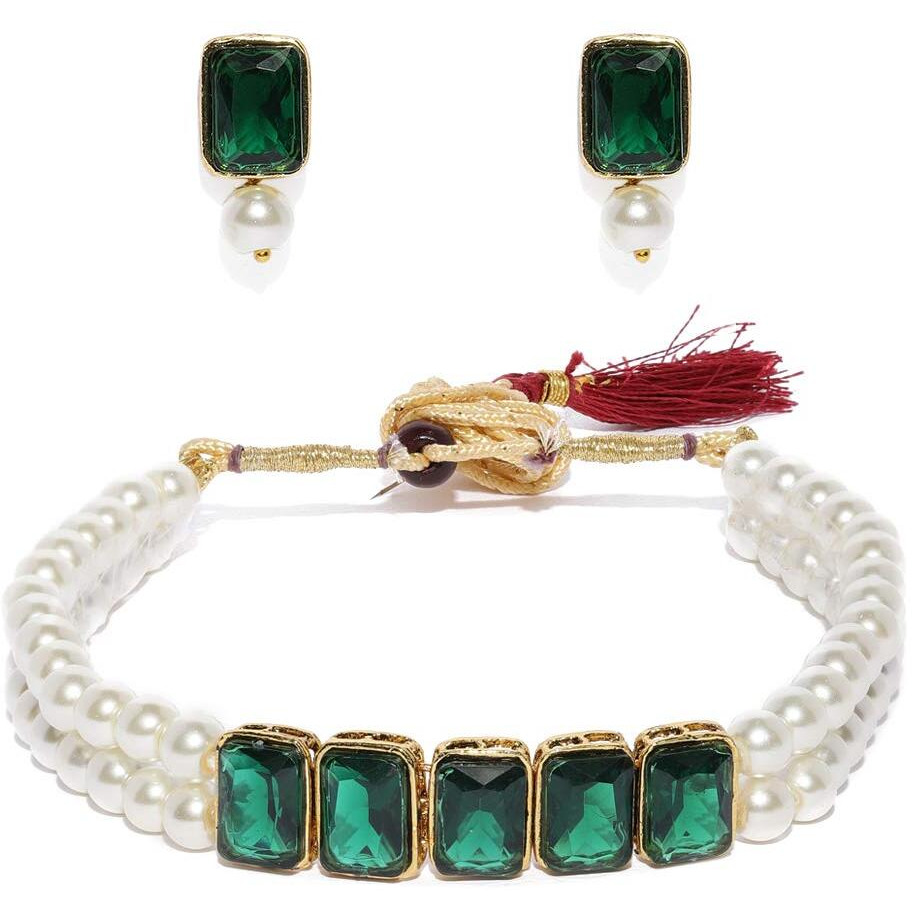 ZAVERI PEARLS Fashionable Pearls Choker Necklace Set For Women-ZPFK9092