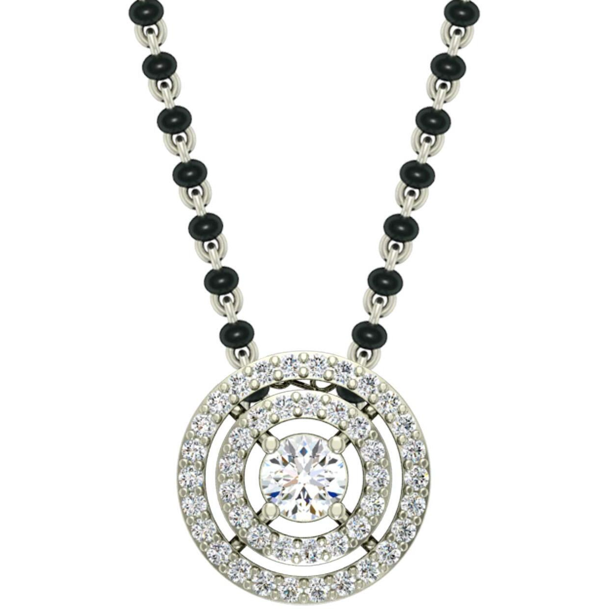 Clara 925 Sterling Silver Halo Mangalsutra Tanmaniya Pendant With Chain Gift for Women and Girls