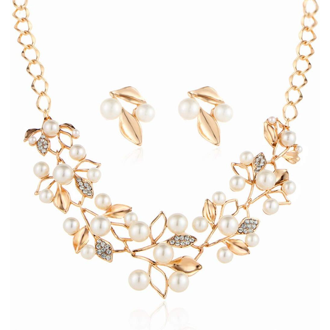 Jewels Galaxy Adorable AD & Pearl Studded Mesmerizing Necklace Set with Bracelet for Women/Girls (CT-NCCK-44094)