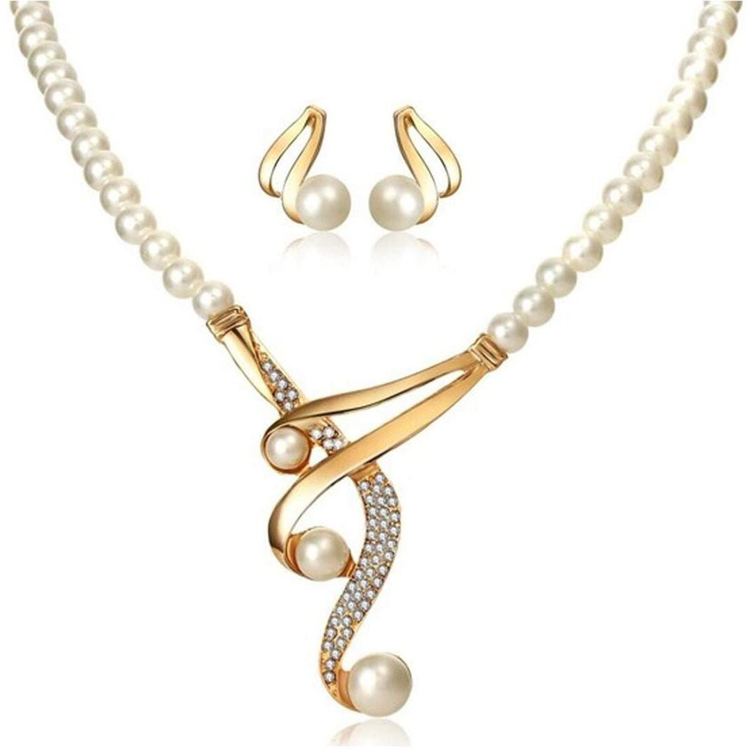 Jewels Galaxy Adorable AD & Pearl Studded Mesmerizing Necklace Set with Bracelet for Women/Girls (CT-NCCK-44093)