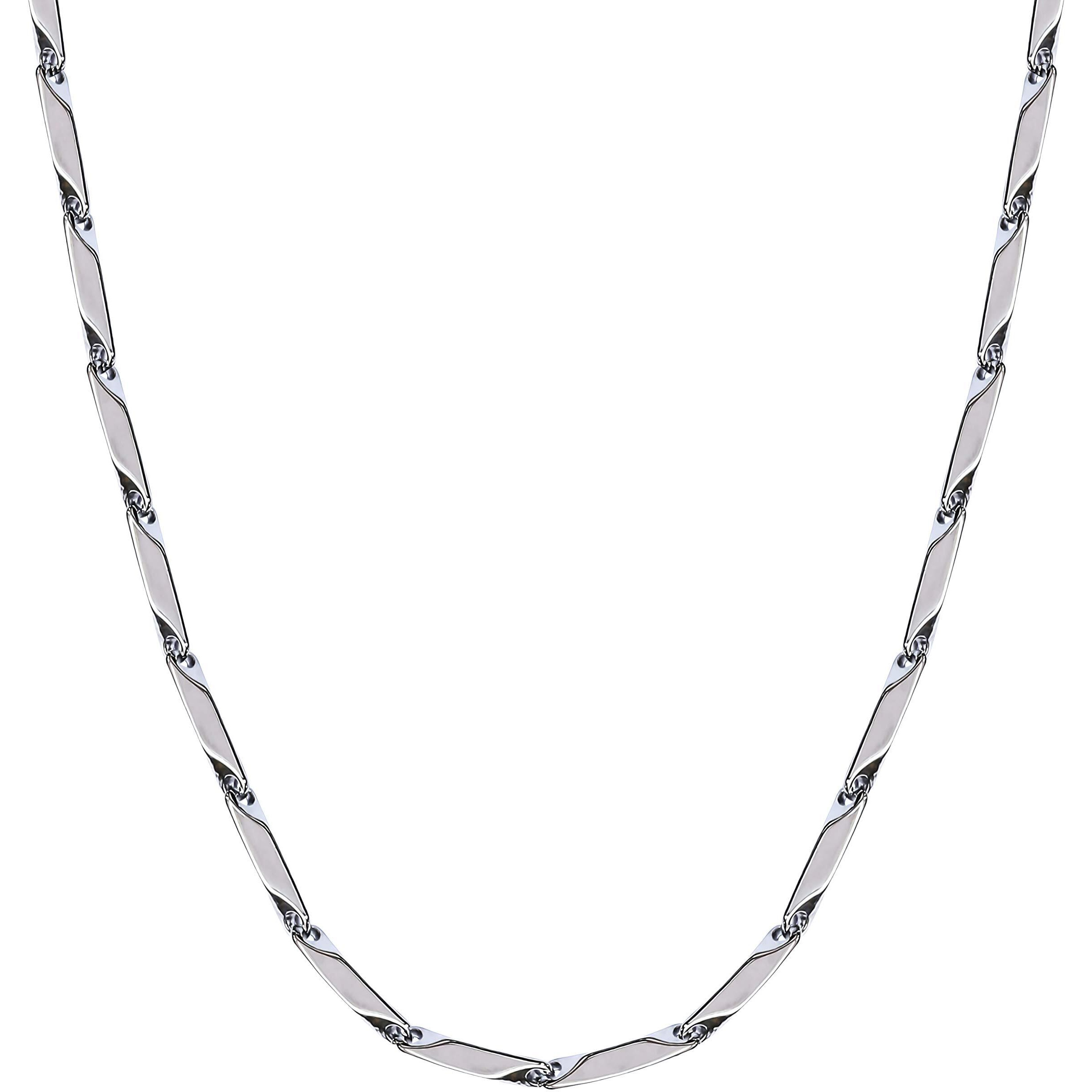 Fashion Frill Black Silver Chain For Men Stainless Steel Rice Necklace Black Silver Chain For Men Boys Stylish Mens Jewellery- 24 Inches (Chain Combo)